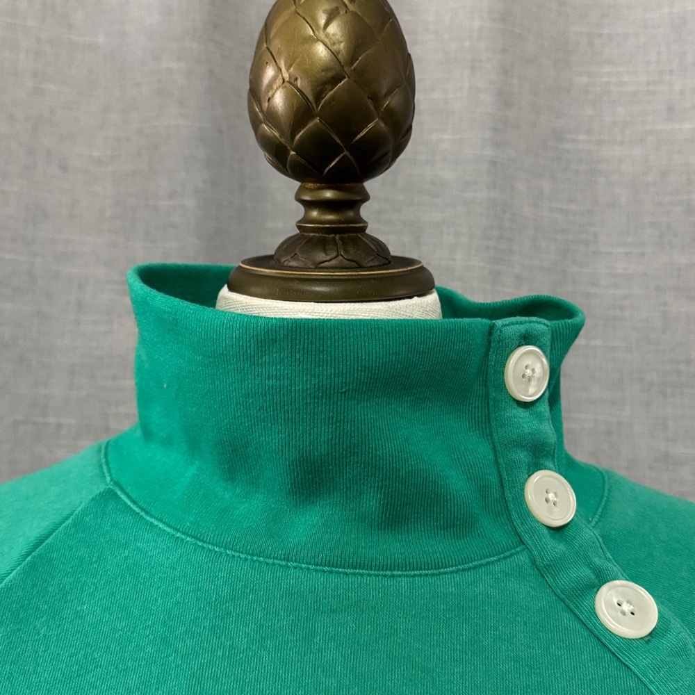 J Crew Factory Sweatshirt-S-Button Neck Side Detail-Kelly Green-60% Cotton-EUC - Picture 3 of 16